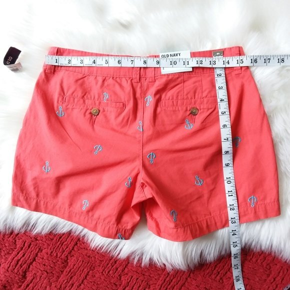 Old Navy Coral 5" Shorts with Blue Anchor Detail 2 - Picture 4 of 9